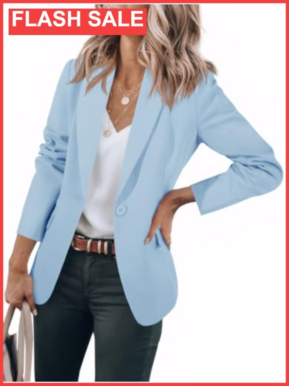 Womens Long Sleeve Solid Casual Work Office Blazer with Pockets